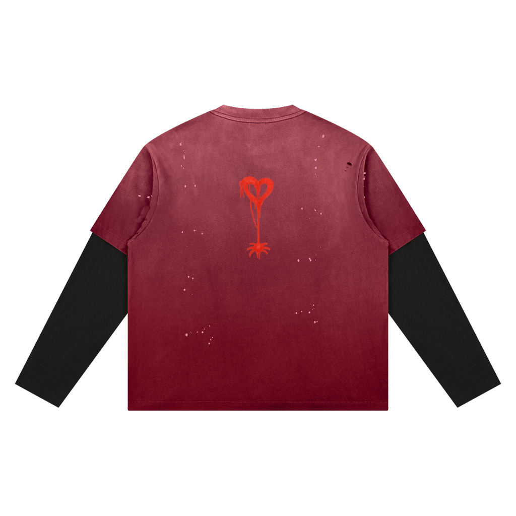 723 Heart Distressed Layer T-Shirt